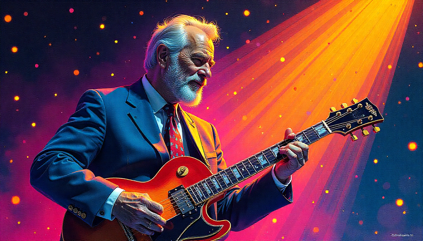 Sam Phillips as an old man Playing Guitar