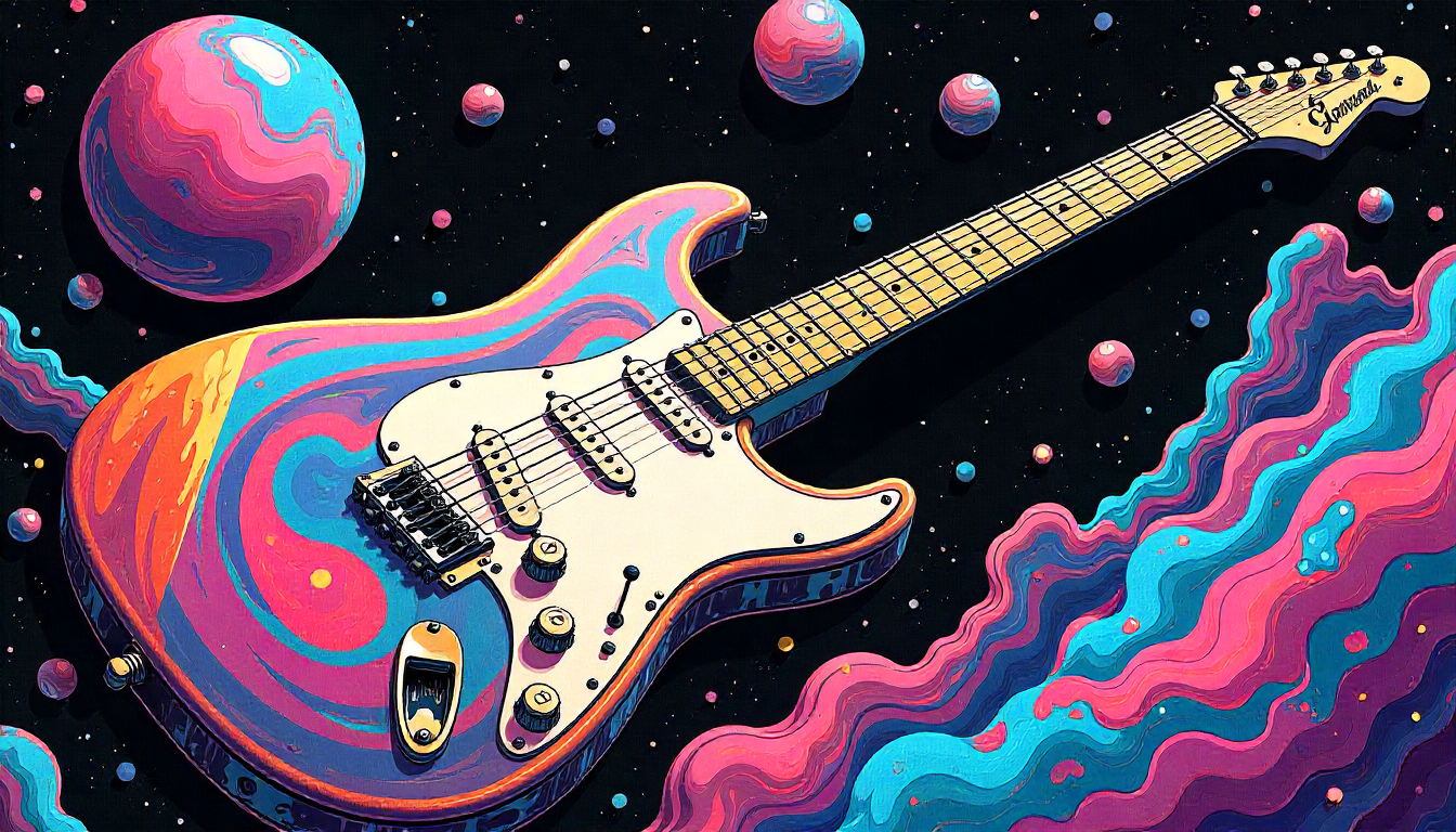 Guitar in psychedelic space