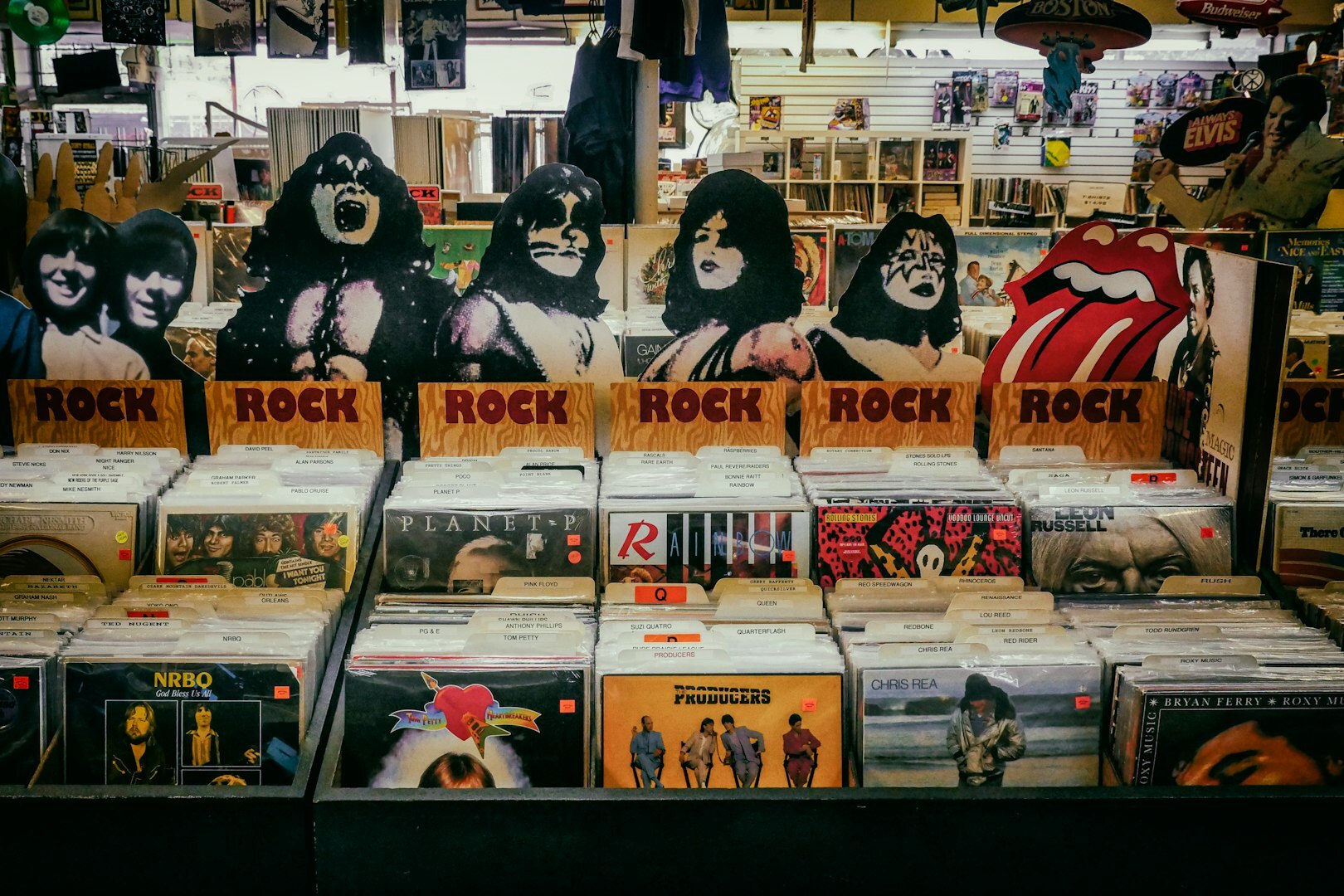 rows of vinyl rock records