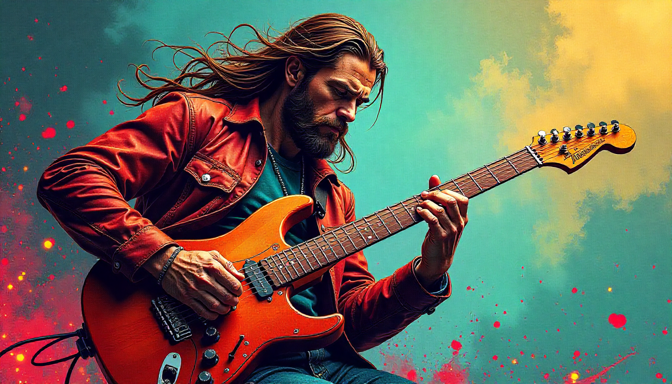 man playing guitar with precision and skill